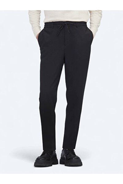 Kip Μαύρο ίσιο υφαντό παντελόνι Jogging Fit Casual