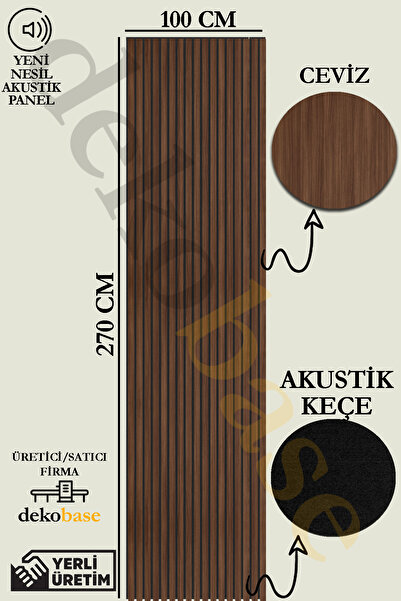 dekobase Ceviz 100x270 cm Yeni Nesil Akustik Ahşap Duvar Paneli