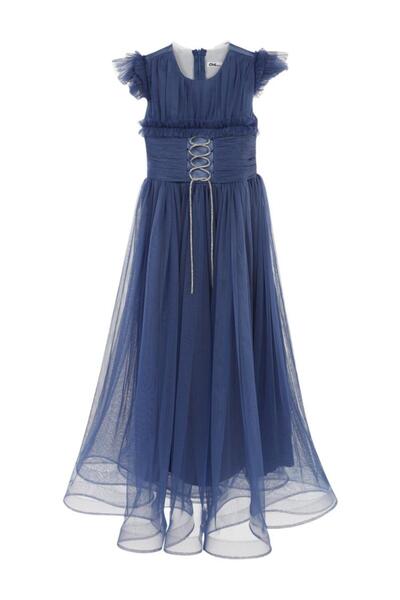 Civil Girls Lace-Up Evening Dress for Ages 6-14 - Blue 12-13 Years