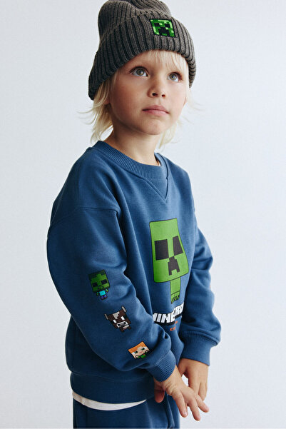 H&M 2 Parçalı Baskılı Sweatshirt Set