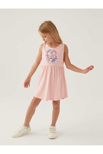 Frozen Roly Poly Kız Çocuk 3-8 Yaş Jile Elbise - Pudra6-7 Yaş