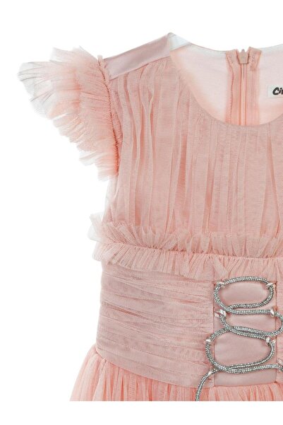 Civil Girls Bağcıklı 6-14 Yaş Abiye - Pudra6-7 Yaş