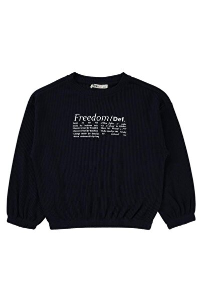 Civil Girls Freedom Blou Baskılı 6-9 Yaş Sweatshirt - Lacivert 8-9 Yaş