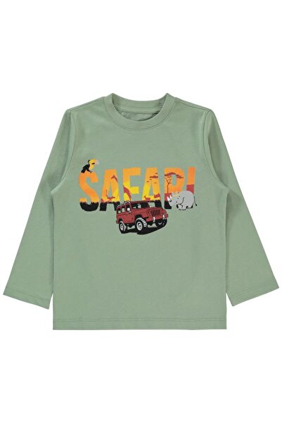 Civil Boys Safari Hayvanlar Baskılı 2-5 Yaş Sweatshirt - Haki 3-4 Yaş
