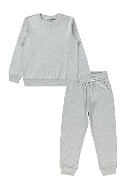 Civil Boys Unisex Basic 10-13 Years Old Tracksuit Set - Gray10-11 Years Old
