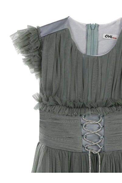 Civil Girls Bağcıklı 6-14 Yaş Abiye - Yeşil6-7 Yaş