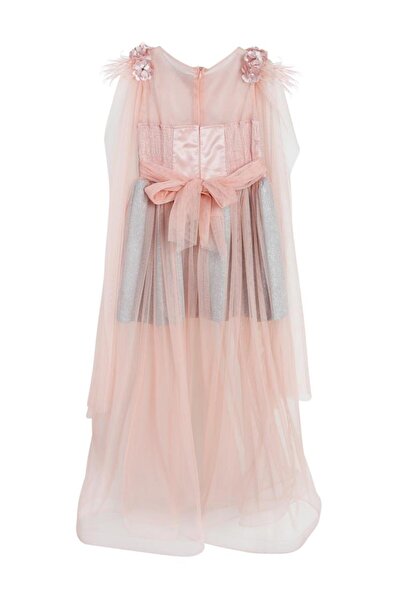 Civil Girls Shawl Sleeves 6-14 Years Old Evening Dress - Powder8-9 Years Old