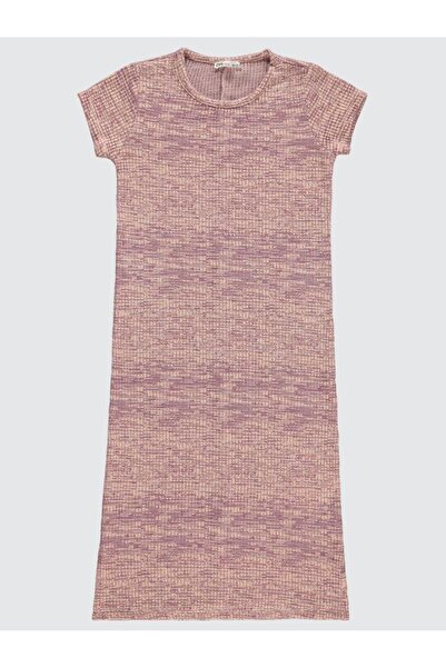 Civil Girls فستان ملون ميلانج حياكة مضلعة لعمر 10-13 سنة - بودرة لعمر 12-13 سنة