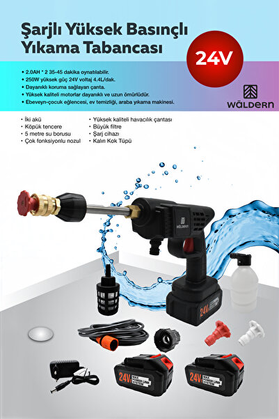 Waldern Araba Bahçe Sulama Şarjlı Yüksek Basınçlı Yıkama Tabancası Makine