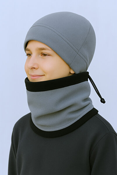 Homy Life Children's Winter Thick Fleece Beanie & Double Layer Neck Collar Set | Windproof Balaclava | Scarf Neck Collar