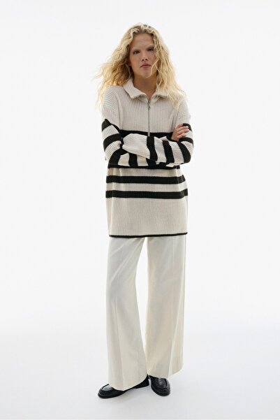 H&M Yarım Fermuarlı Kalın Triko Kazak