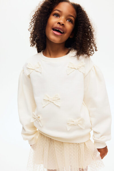 H&M Aplikeli ve İçi Tüylü Sweatshirt