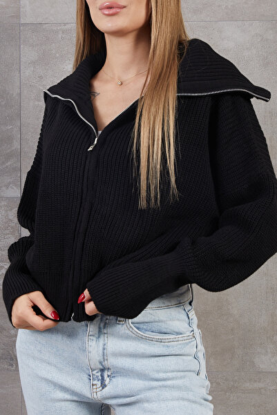 DPARİS Turtleneck Zippered Thessaloniki Cardigan
