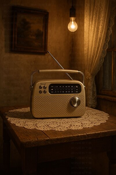 Zineets Nostaljik Radyo Fm Ahşap Görünümlü Bluetooth Hoparlör Ahşap Renk Vintage Işıklı Usb Sd