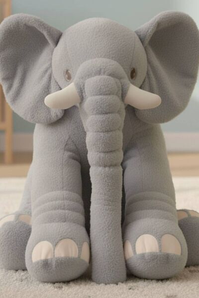 Solemia Uyku ve Oyun Arkadaşım - Jumbo 90 cm Peluş Fil – Bebek ve Çocuk Oyuncağı