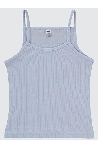 Civil Girls Ribbed Striped 2-Piece Undershirt Set for Ages 2-10 - White 8-9 Years