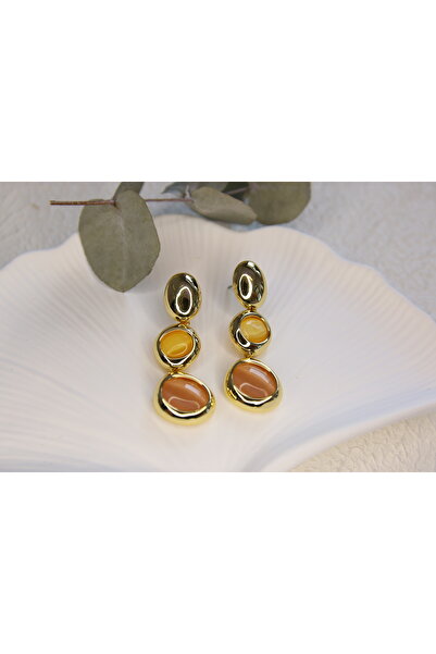 Aksesuar Özel Seri Fransız Tasarımı Nice Renkli Taş Sarkıt Çelik Küpe