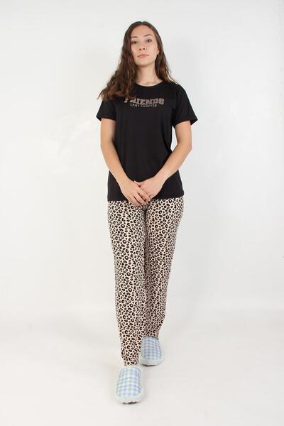 Mckanzie 3214 Milan Crew Neck Short Sleeve Top Long Bottom Friends Last Forever Pajama Set