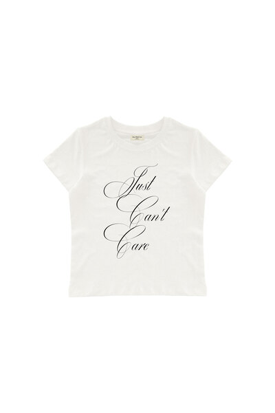 lethestudios Can't Care Baskılı Baby Tee Crop Top