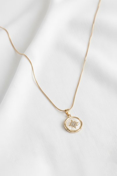 özgül takı ve tasarım Stainless Steel Gold Color Zircon Stone Star Women's Necklace