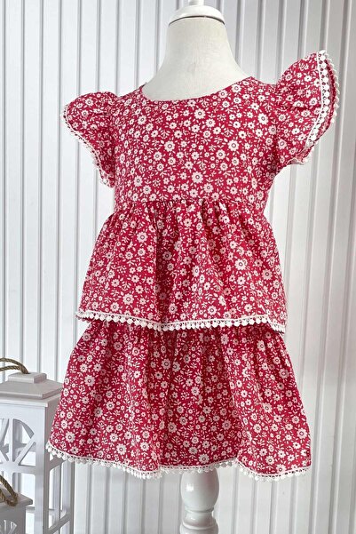 SUBU TASARIM Red Floral Patterned Dress - MDVK118