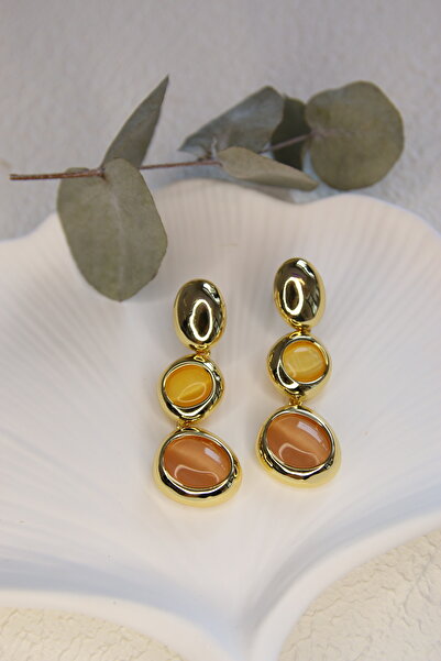 Aksesuar Özel Seri Fransız Tasarımı Nice Renkli Taş Sarkıt Çelik Küpe