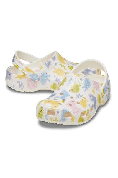 Crocs 210989-0WV Classic Pastel Animale de companie Clog T & Ccedil;Papuci pentru copii albi