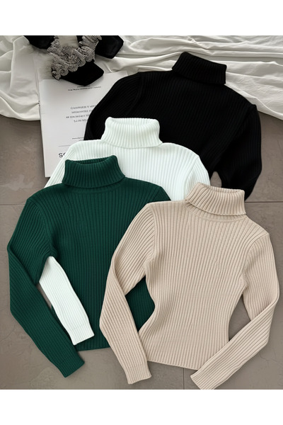 Koçibar كنزة بياقة عالية، 4 قطع، قماش موسمي ، قطعة واحدة من القطن