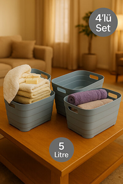 Nesto Home SoftBox 4-комплектний 5-літровий багатофункціональний кошик для зб...