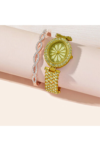 OptimStar Set bijuterii, ceas auriu, bratara, colier, inel, cercei, accesorii femei, pentru ocazii, business