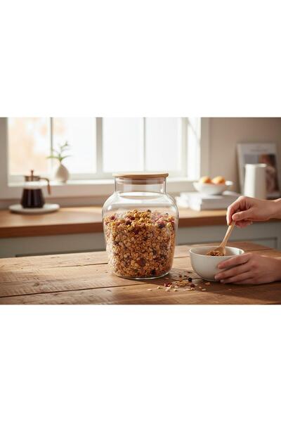 KAVEH Glass Storage Jar with Bamboo Lid 1,800 ml