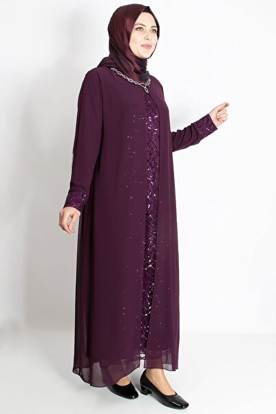 Modaviki Βραδινό φόρεμα με παγιέτες με λεπτομέρειες από δαμάσκηνο MDA2218