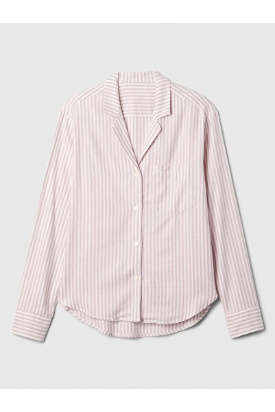 GAP Kadın Pembe Relaxed Flannel Pijama Üstü