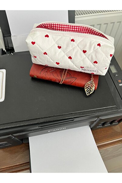 nartella Kalpli Bez Kalemlik - Kırmızı Astarlı Yıkanabilir Fermuarlı