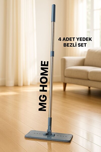 MG HOME Toplam 6 Parça Tablet Mop Yedek Set 105 Cm Metal Sopa 4 Adet Yedek Ta...