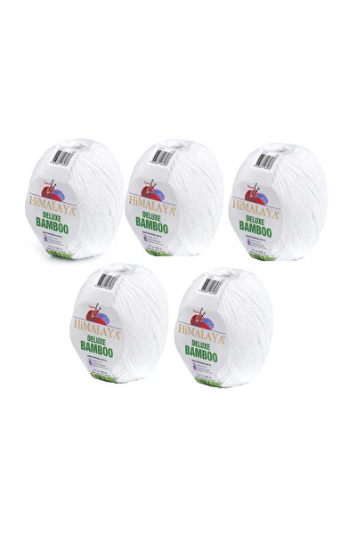 Himalaya Deluxe Bamboo, 5 νήματα, 500 γραμμάρια, νήμα πουλόβερ ζακέτα ΛΕΥΚΟ 124-01