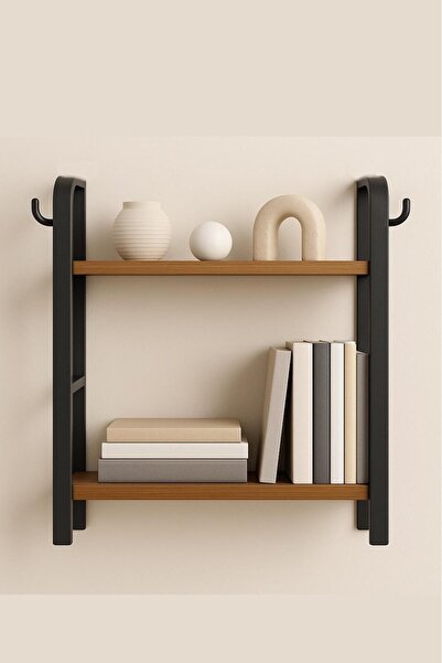 Bambus Home 2 Katlı Duvar Cordoba Ahşap Çok Amaçlı Dekoratif Duvar Rafı Kitaplık