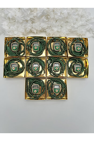 lenagiftworkshop طقم هدية 10 قطع مولود-حج-عمرة حجر زكيرماتيك وتسبيح في صندوق