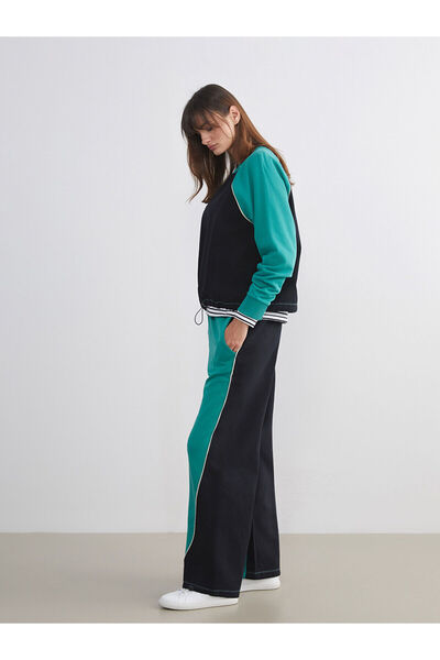 LC Waikiki Green Color Block Women's Sweatpants with Elastic Waist