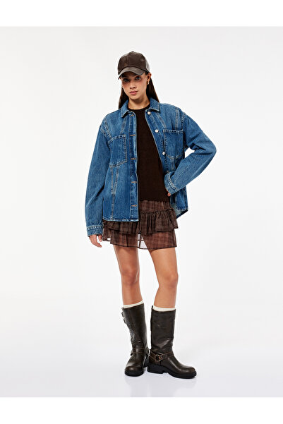 Koton Cămașă din denim cu mânecă lungă, cu guler clasic, din bumbac, cu detal...