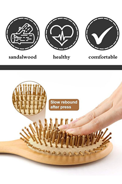 TRENZ Wooden Hair Brush - Natural Bamboo Detangling & Scalp Massage Brush