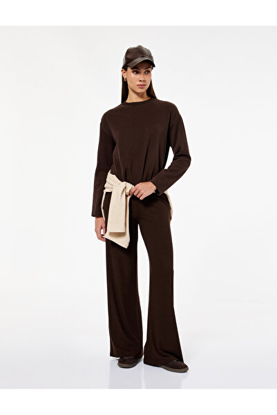 Koton Viscose Blended High Waist Leggings Pants with Spanish Leg