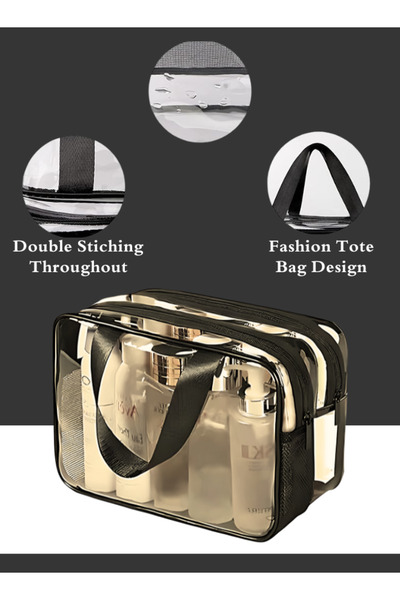TRENZ Large transparent makeup bag with two separate compartments for organizing makeup tools - Z02