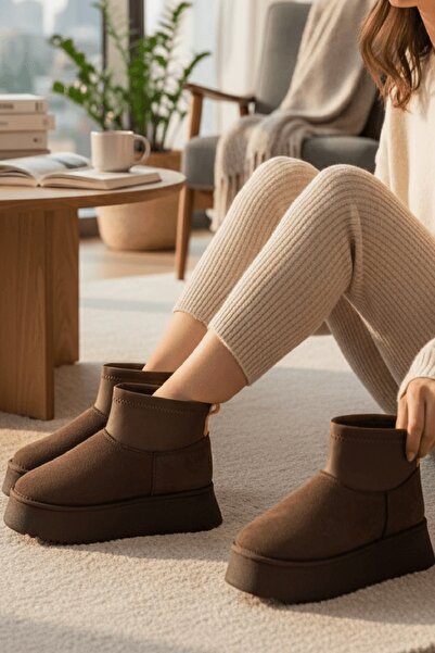 DİVOLYA Slavia Brown (4,5 εκ.) Stretch μπότες καθημερινής χρήσης με επένδυση από γούνα