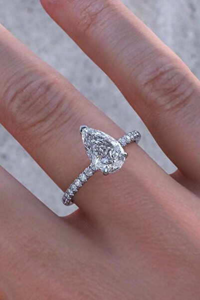 Crystal Diamond Zirconia Damla Model 1.50 Carat Tektaş Yüzük