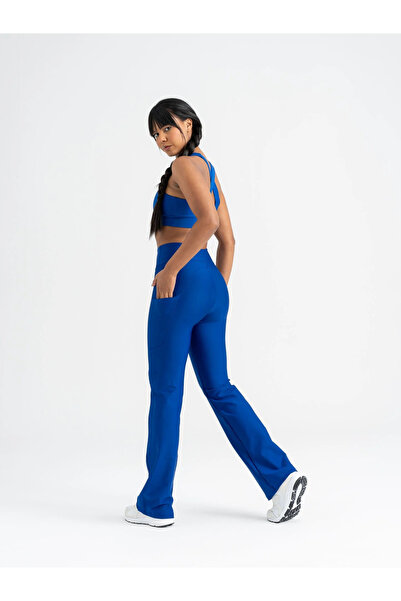 lismina Saks Mavi Boru Paça Yandan Cepli Tayt