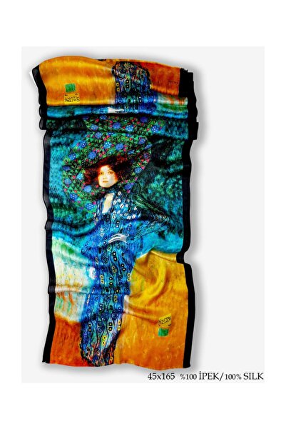 Galiga Klimt Emilie Flöge %100 Ipek Fular 45*165cm '"art On Silk"