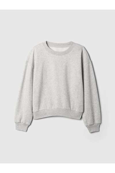 GAP Kız Çocuk Gri Gap Logo Oversize Fleece Sweatshirt