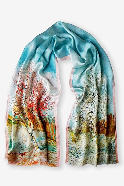 Galiga Van Gogh Pink Trees %100 İpek Fular 45x165cm "Art On Silk"