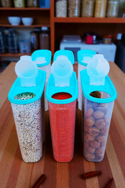 SWENCRAFT Sızdırmaz Erzak Bakliyat Kiler Saklama Kabı 6 'lı Set Lüks Şık Kutu ( 6 Lt )